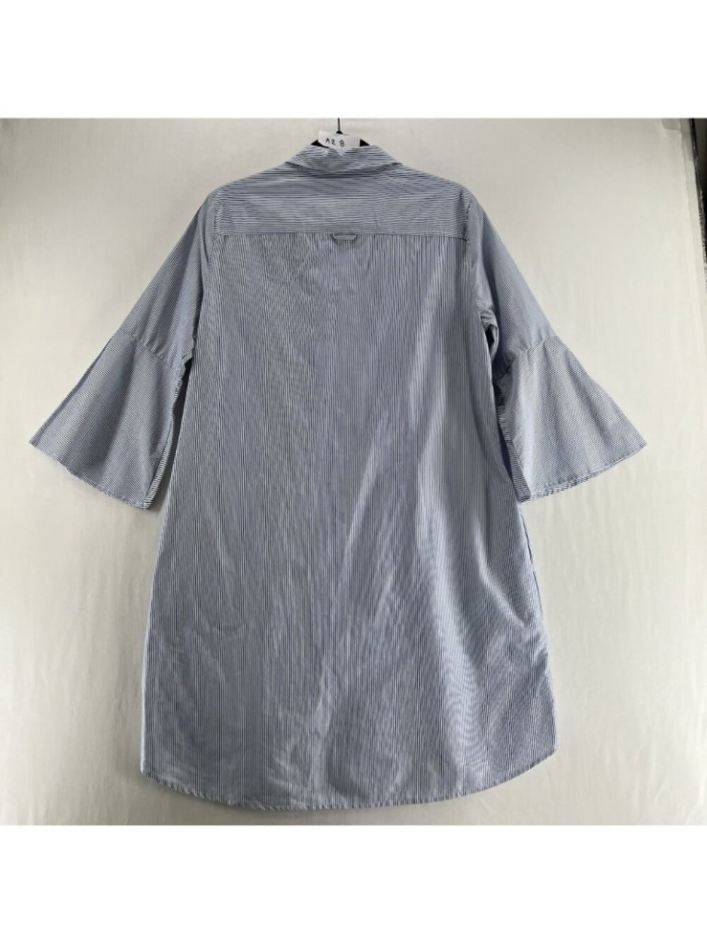 Joes Jeans Shirt Dress Women L Bell Sleeve Button Up Collared Striped Blue White - Picture 8 of 14